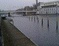 Marina: Blick auf die Jahrtausendbrücke - Wasserwanderrastplatz am Packhofufer/Werft